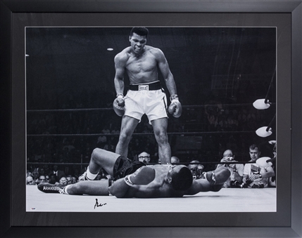 Muhammad Ali Signed 30 x 40 Photograph - Ali Knocks Out Liston In 37.5 x 47.5 Framed Display (PSA/DNA) - "In The Presence " PSA